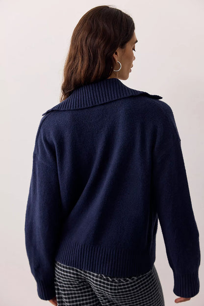 Navy Trading Up Polo Sweater