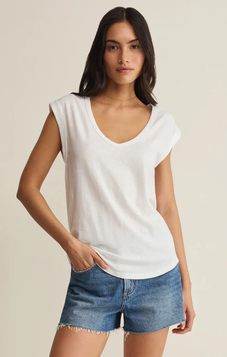 V-Neck Per Diem Tank- White
