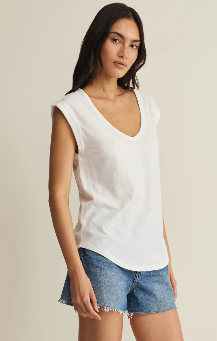 V-Neck Per Diem Tank- White