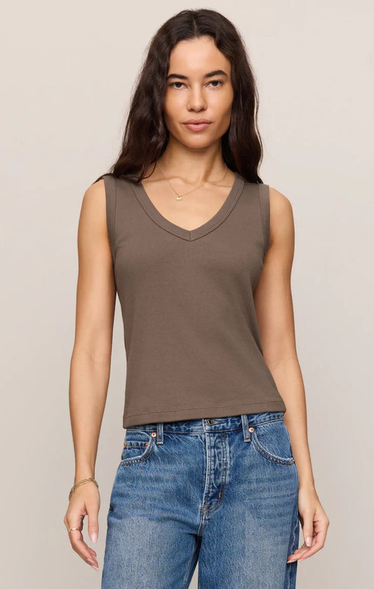 Pebble Brown Ellie V Neck Tank