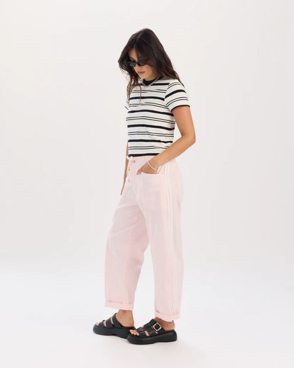 Villa Drawstring Pant - Pink Stripe