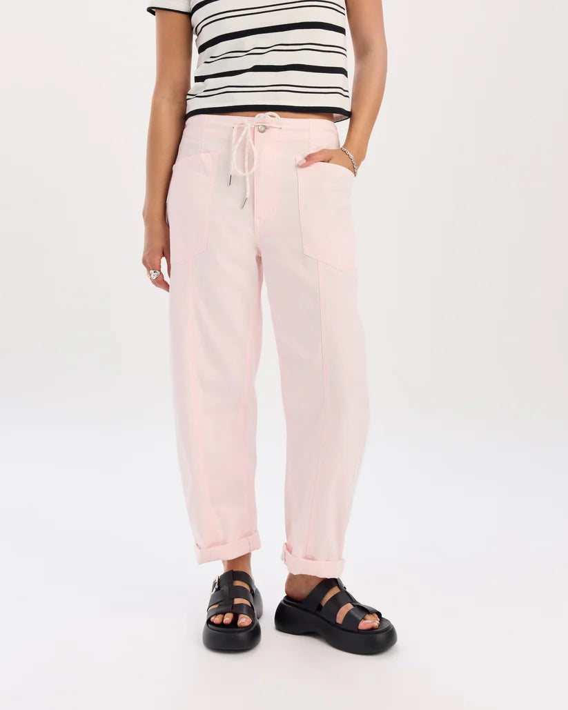 Villa Drawstring Pant - Pink Stripe
