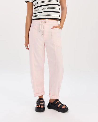 Villa Drawstring Pant - Pink Stripe