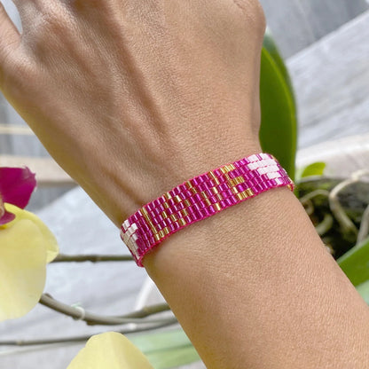 Seed Bead Love with Hearts - Pink Topaz