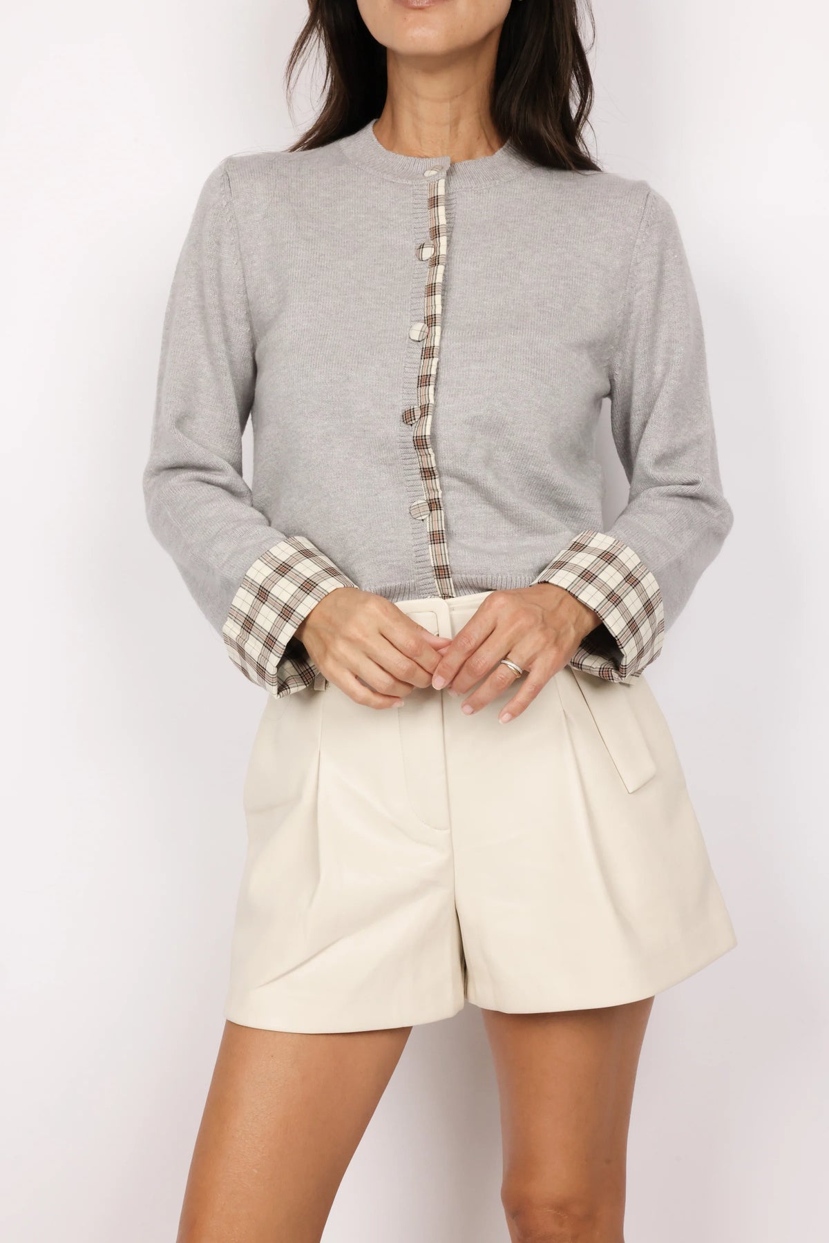 Plaid Trim Cardigan
