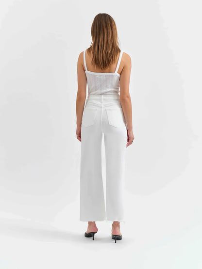 Pleaser High Rise Wide Ankle Jean - White