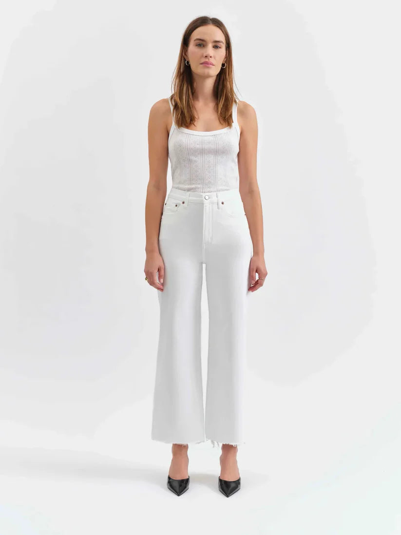 Pleaser High Rise Wide Ankle Jean - White