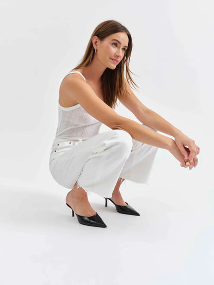 Pleaser High Rise Wide Ankle Jean - White