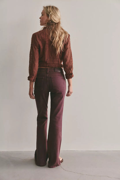 Plum High Rise Straight Bootcut Jean