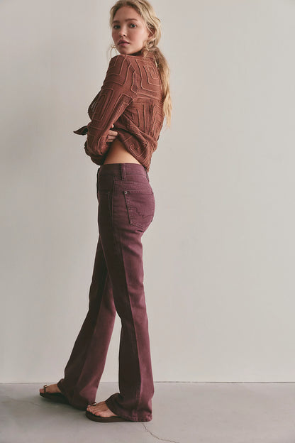 Plum High Rise Straight Bootcut Jean