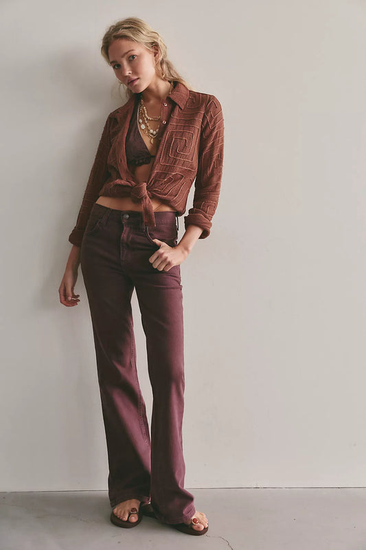 Plum High Rise Straight Bootcut Jean