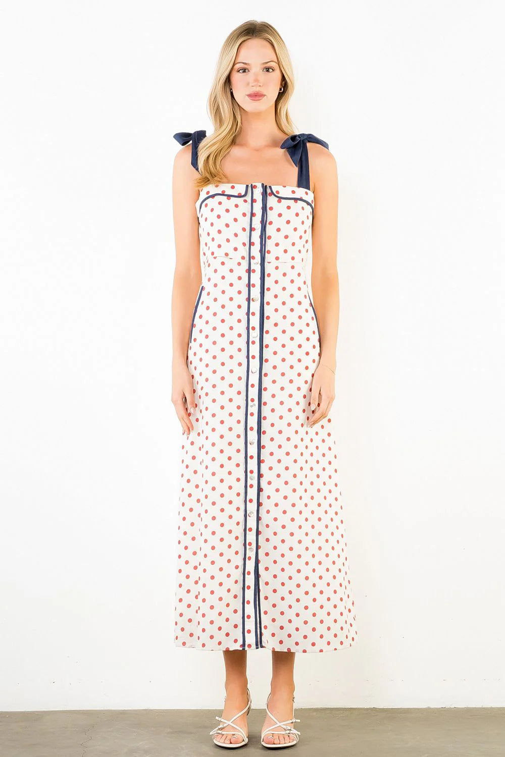 Polka Dot Dress with Shoulder Tie