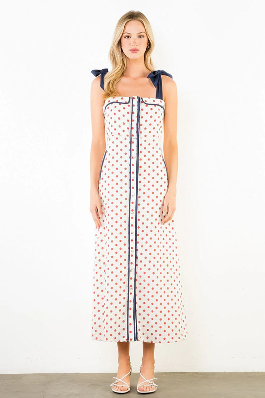 Polka Dot Dress with Shoulder Tie