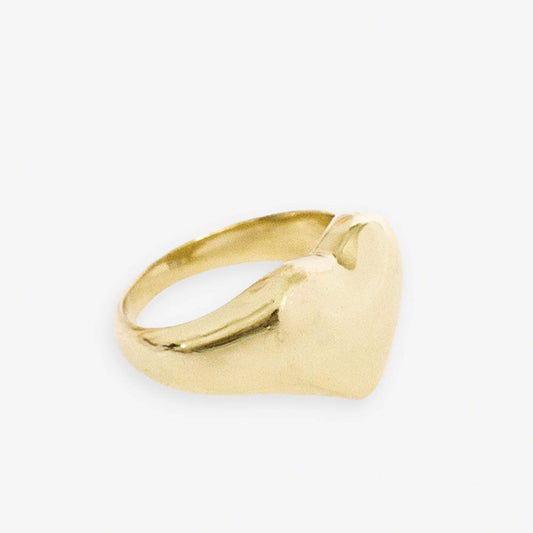 Poppy Brass Heart Statement Ring 18k Gold