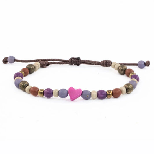 Tagua Heart Bracelet - Pink