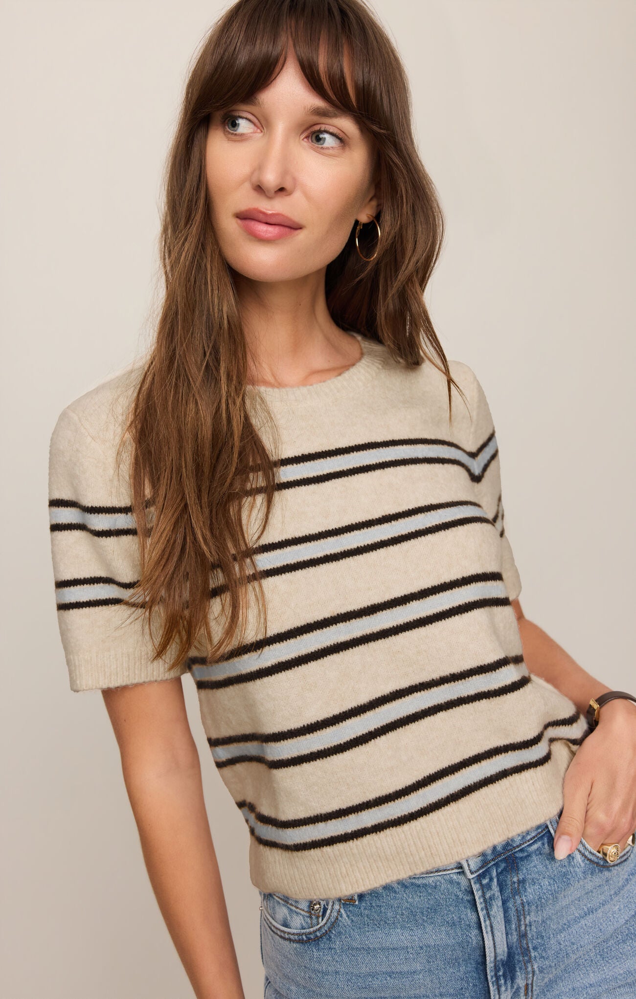 Light Oatmeal Heather Gatewood Stripe Sweater
