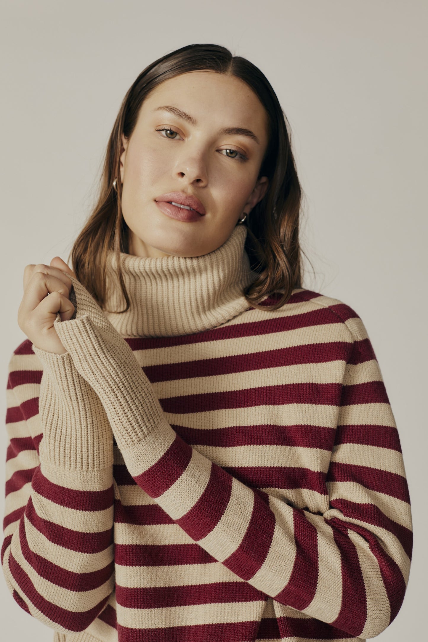 Mid Length Striped Turtleneck