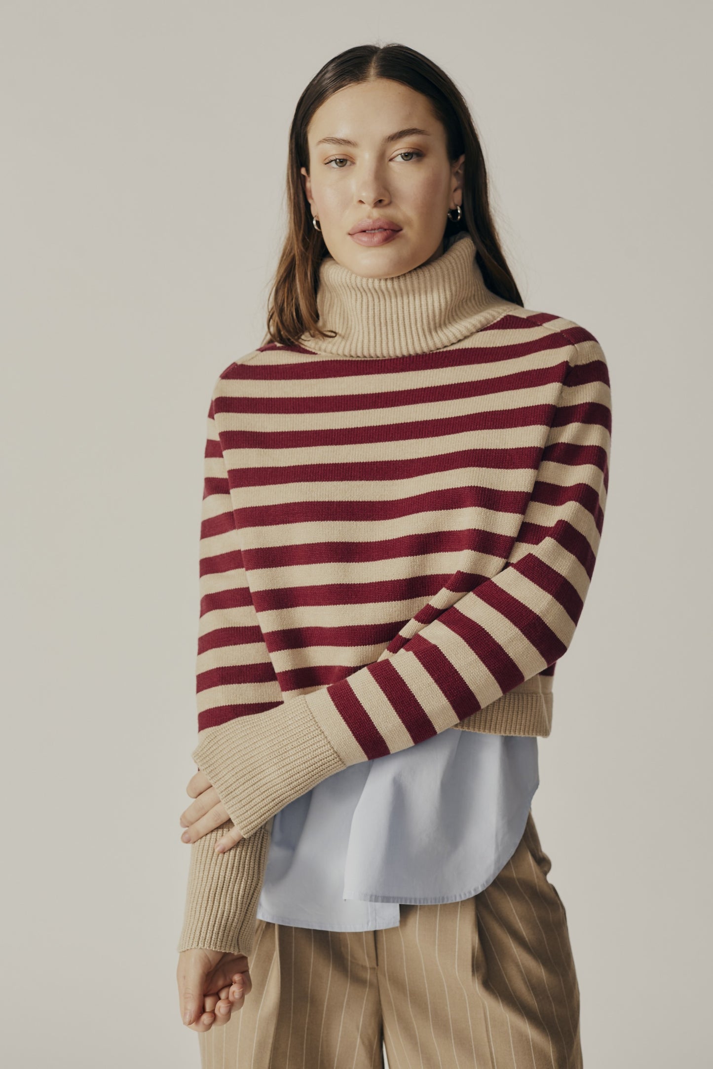 Mid Length Striped Turtleneck