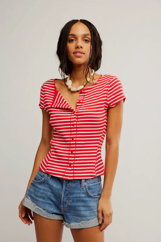 Most Wanted Striped Cardi - Red / White