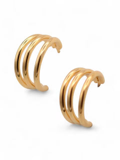 Gold Retrograde Triple Hoop Earring