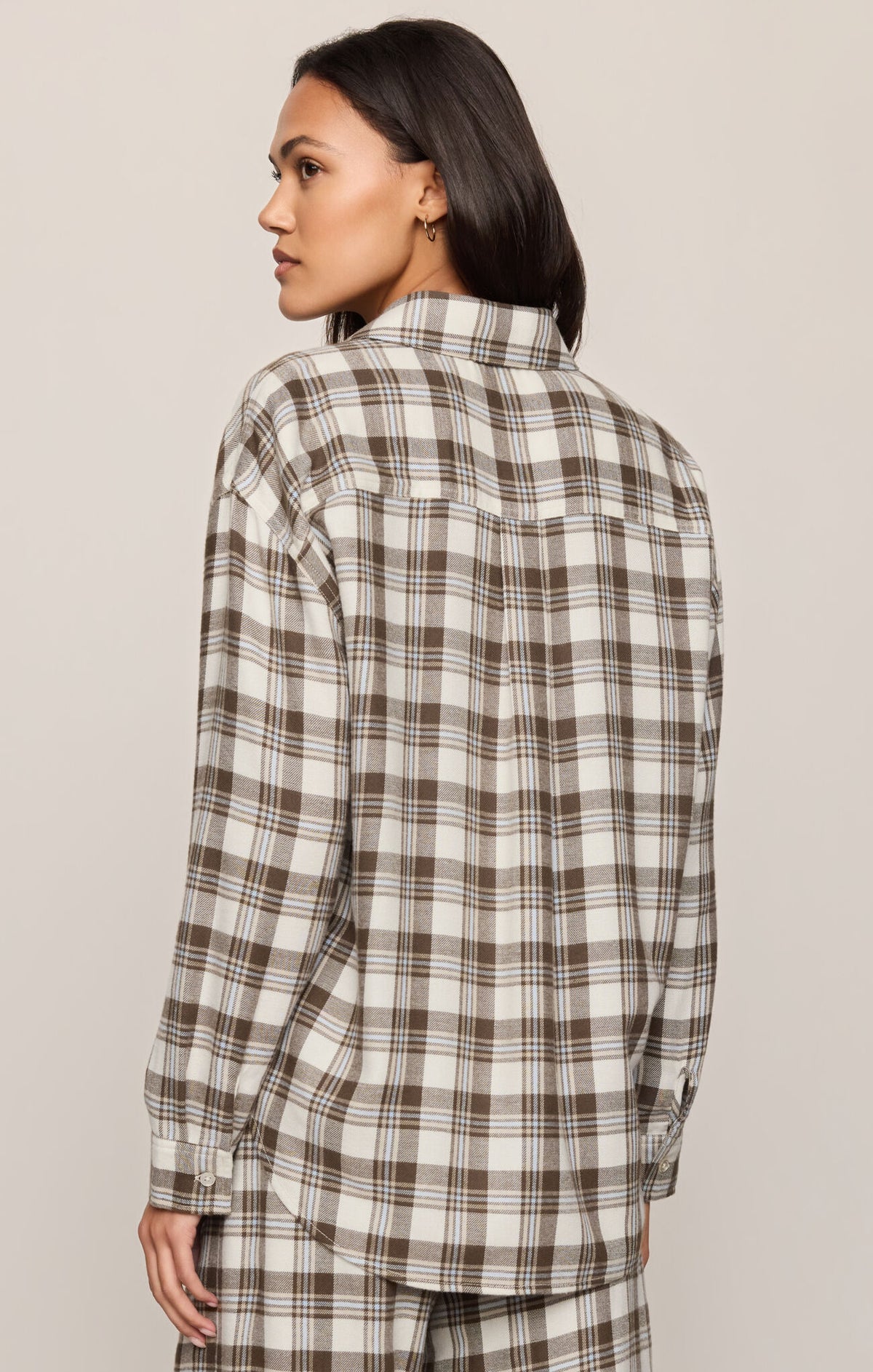 Cocoa Bean River Plaid Button Up