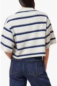 Heather Grey Striped Rugby Polo Sweater