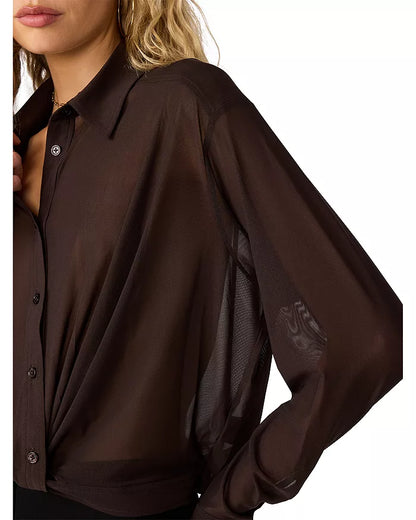 Brown Sage Twisted Hem Top