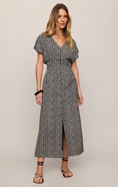 Navy Floral Sanna Iris Midi Dress
