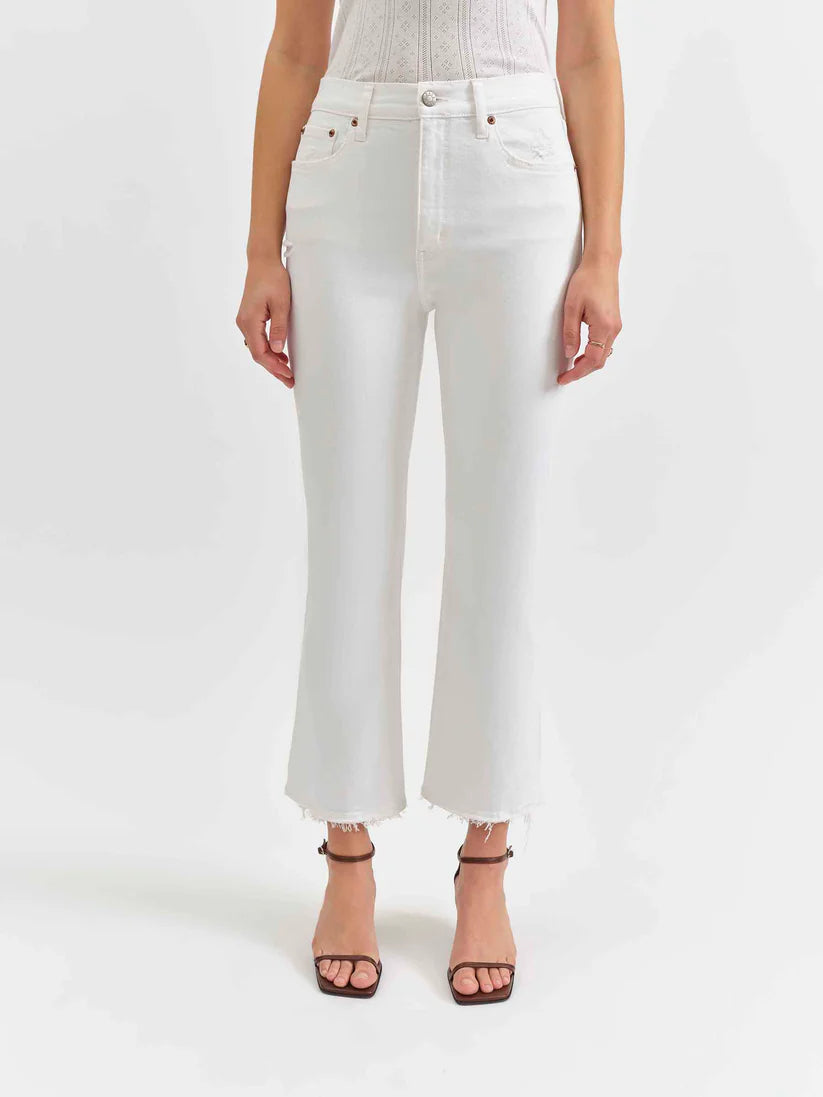 Shy Girl High Rise Crop Flare Jean - White