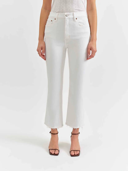 Shy Girl High Rise Crop Flare Jean - White