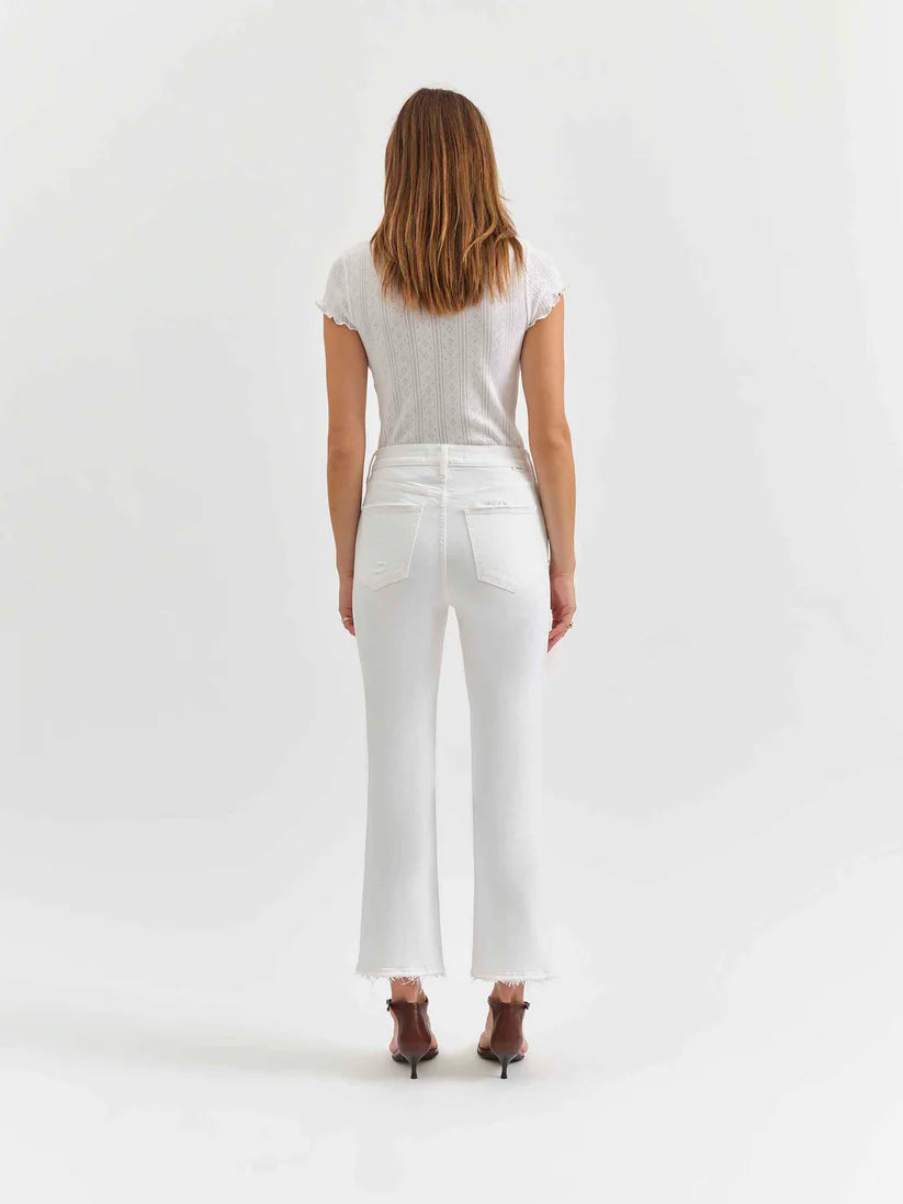 Shy Girl High Rise Crop Flare Jean - White