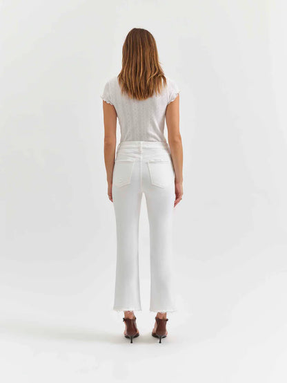Shy Girl High Rise Crop Flare Jean - White