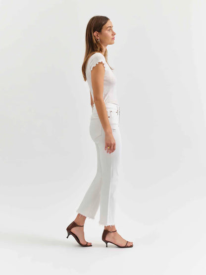 Shy Girl High Rise Crop Flare Jean - White