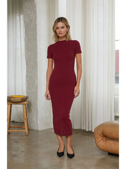 Burgundy Knit Sweater Dress