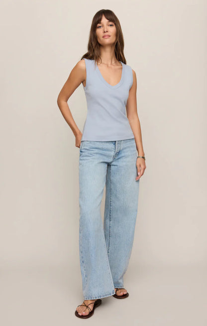 Light Blue Ellie V Neck Tank