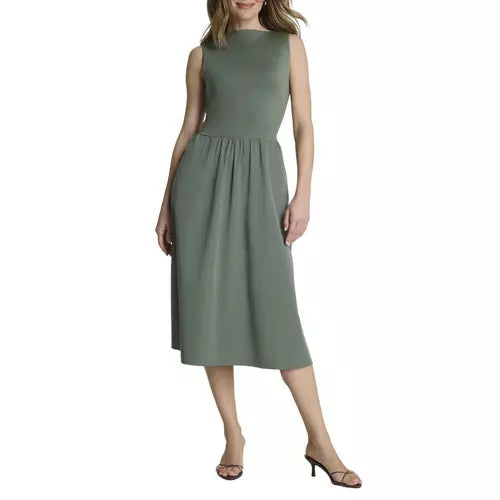 High Neck Midi Dress - Eucalyptus