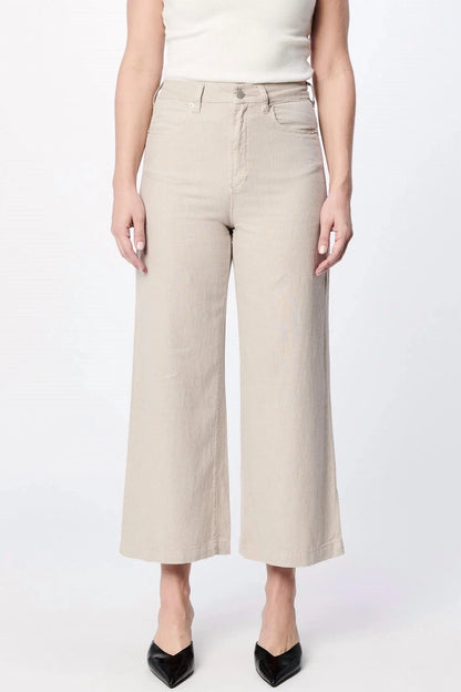 Audrey High Rise Cropped Wide Leg Pant- Stone