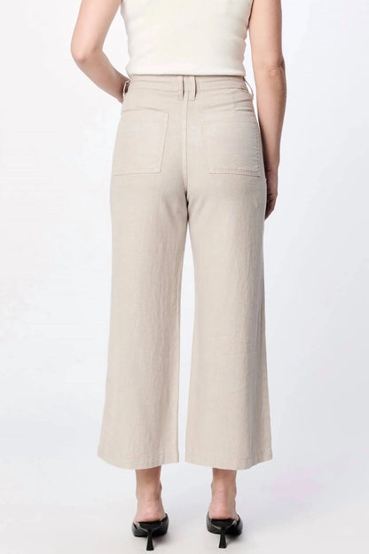 Audrey High Rise Cropped Wide Leg Pant- Stone