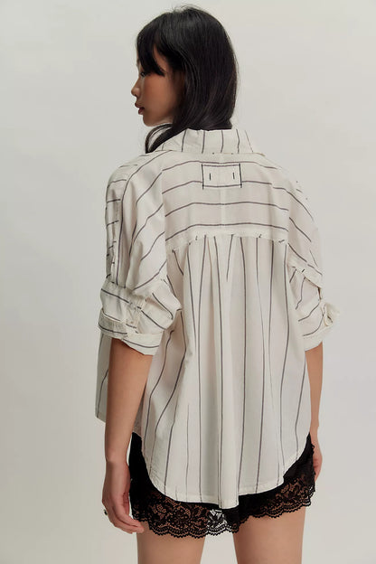 Seaside Stripe Shirt in Ivory Combo