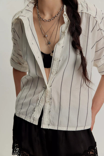 Seaside Stripe Shirt in Ivory Combo