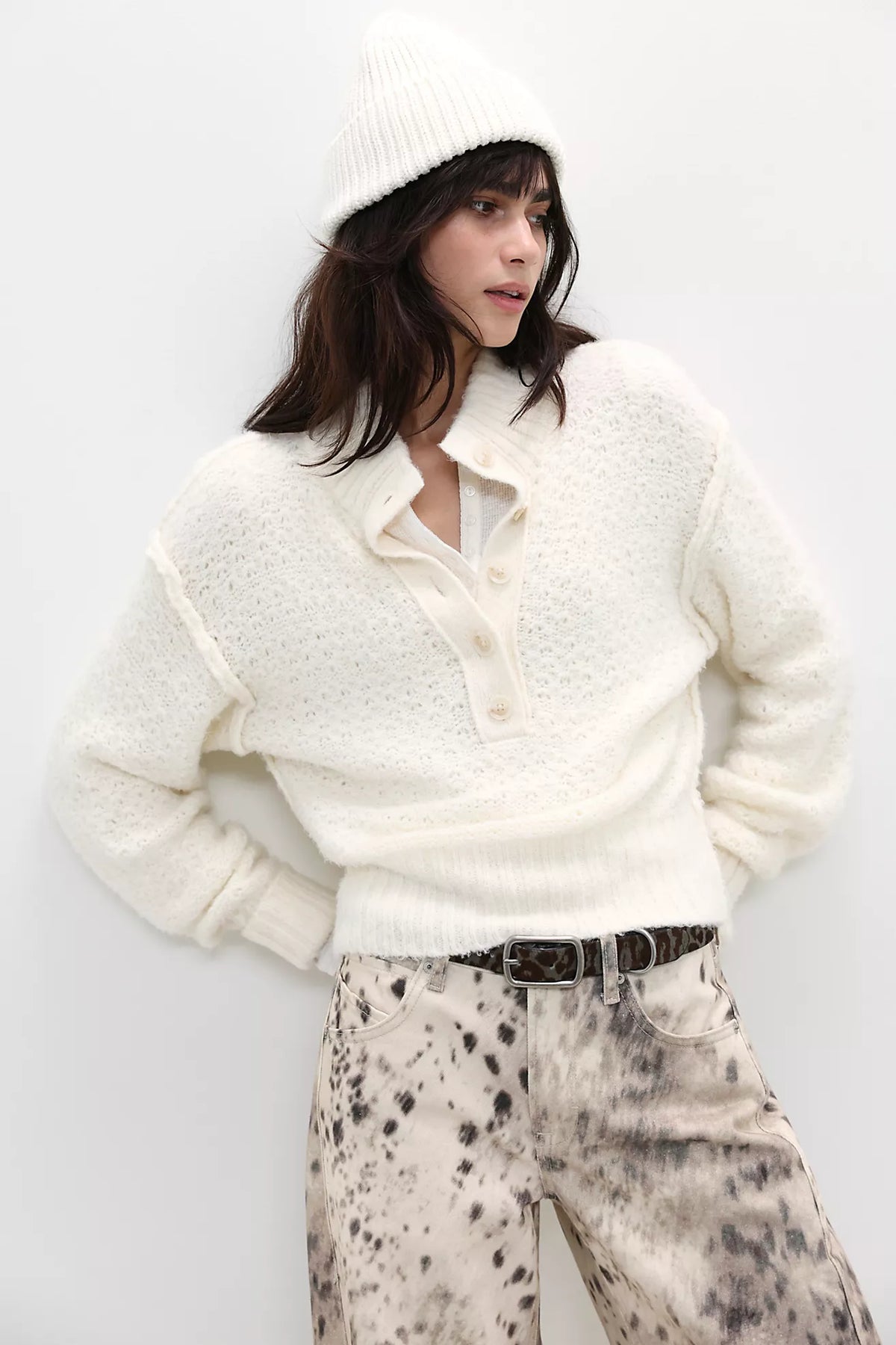 Sugar Tucked Henley Pullover