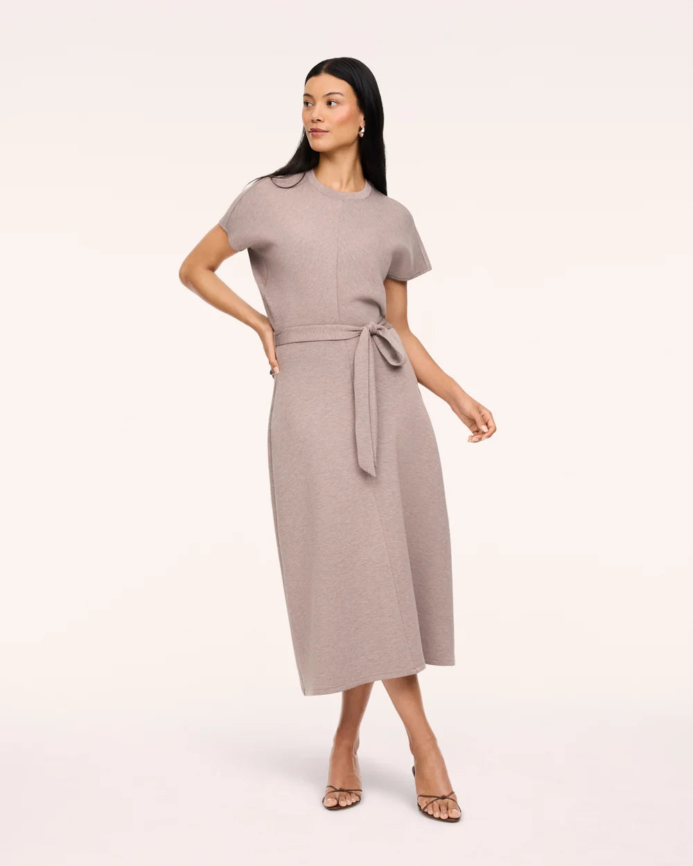 Taupe Heather Draped Maxi Dress