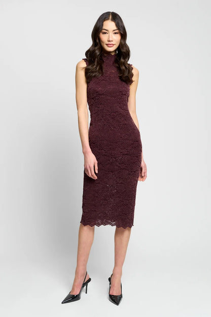Burgundy Tessa Lace Midi Dress