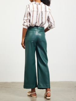 Green Faux Leather Wide Leg Pants