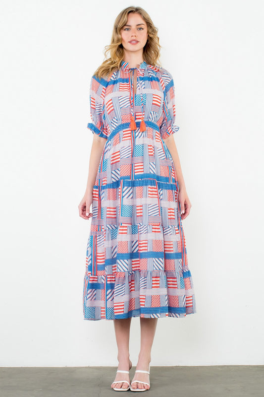 Red/White/Blue Maxi Dress