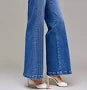 Dark Wash Pintuck Mid Rise Comfort Flare