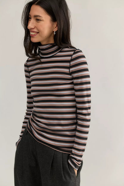 Black Stripe Turtle Neck