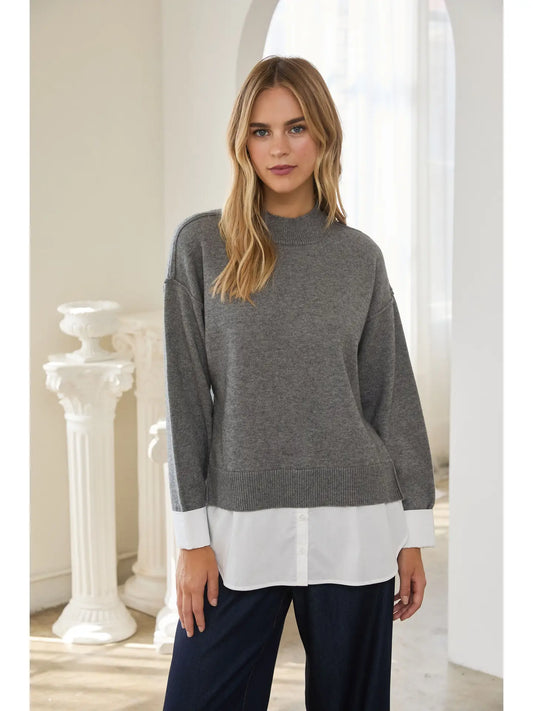 Charcoal Twofer Layered Sweater