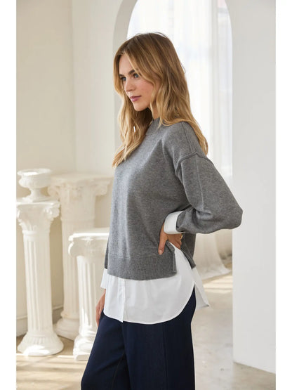 Charcoal Twofer Layered Sweater