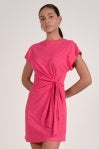 Hot Pink Tie Waist T-Shirt Dress